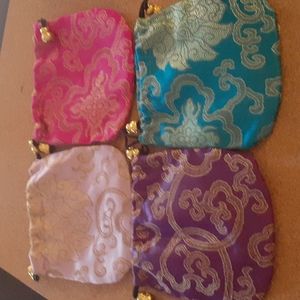4"x4" jewelry bags ,blue,purple hot pink ,lavender, green orange
